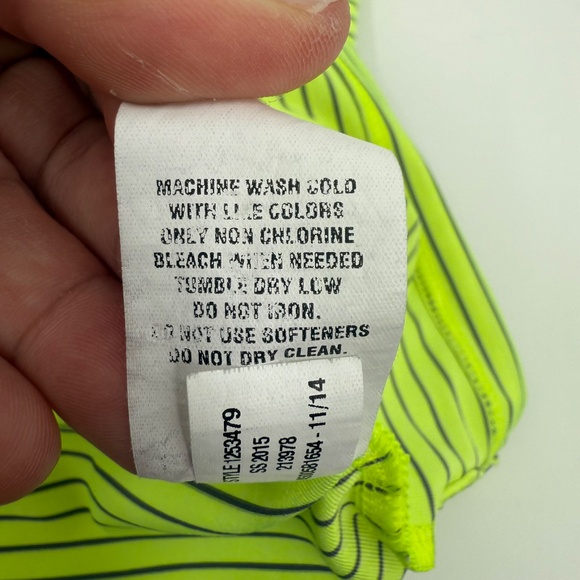 Under Armour Polo Shirt Men Large Yellow Neon Stripes Golf Stretch Performance - Picture 9 of 12